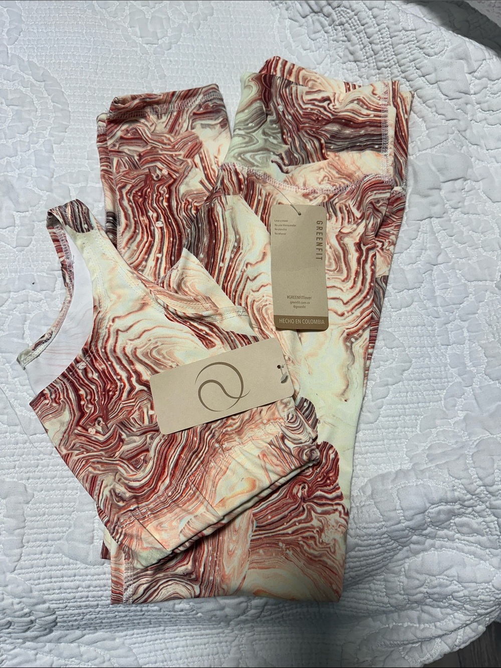 Marbled Active Set - Cream & Rust Print